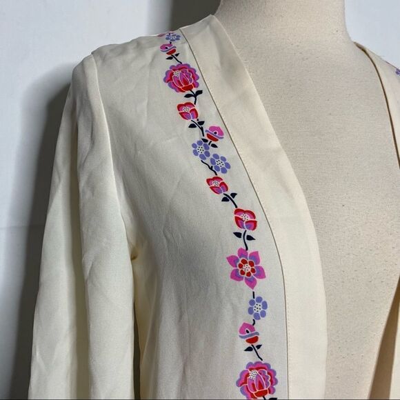 L’Amour by Nanette Lepore Open Front Floral Detail Fringe Cardigan - Picture 4 of 7